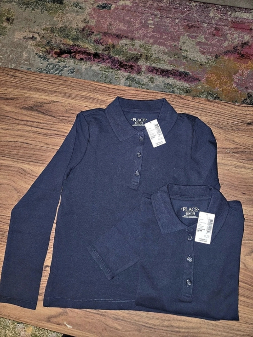 The Children's Place 2-Pack Girl's Navy Blue Long Sleeve Polo Shirts Size M 7/8